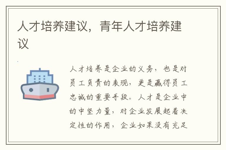 人才培养建议，青年人才培养建议