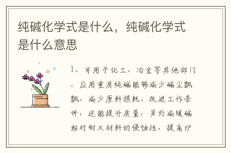 纯碱化学式是什么，纯碱化学式是什么意思