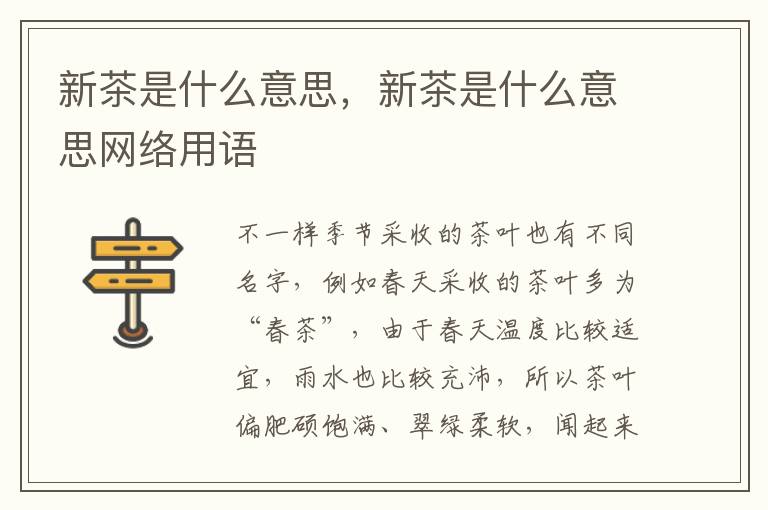新茶是什么意思，新茶是什么意思网络用语