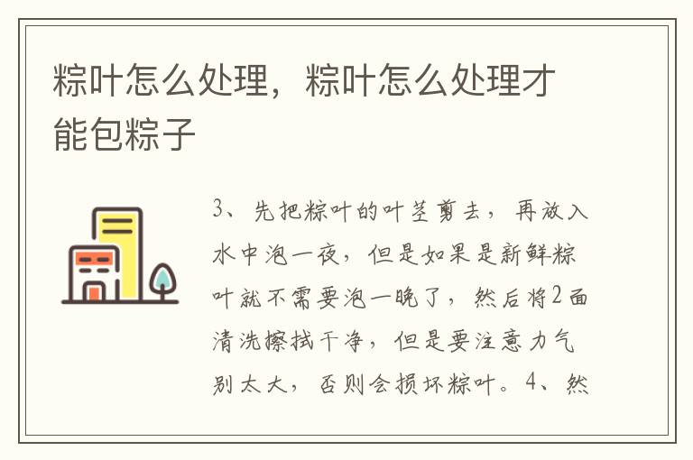 粽叶怎么处理，粽叶怎么处理才能包粽子
