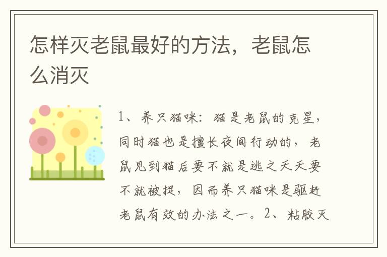 怎样灭老鼠最好的方法，老鼠怎么消灭