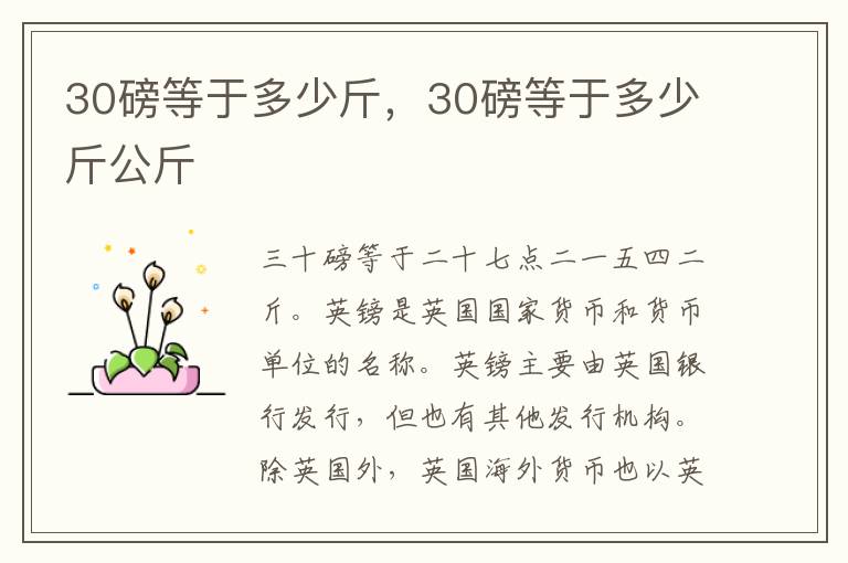 30磅等于多少斤，30磅等于多少斤公斤