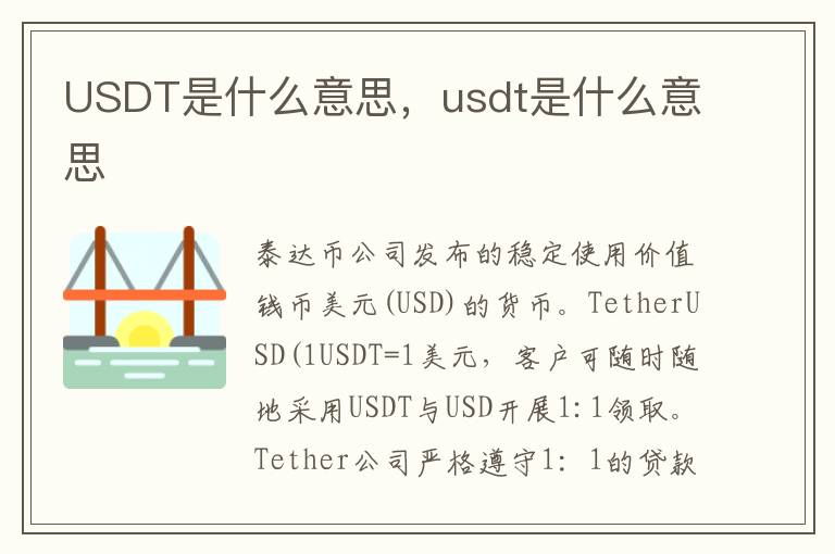 USDT是什么意思，usdt是什么意思