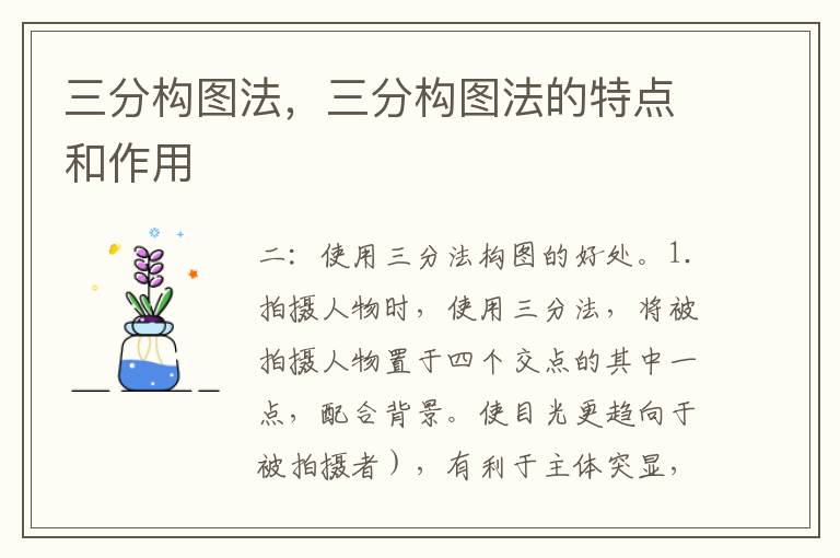 三分构图法，三分构图法的特点和作用