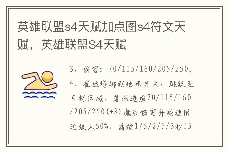英雄联盟s4天赋加点图s4符文天赋，英雄联盟S4天赋