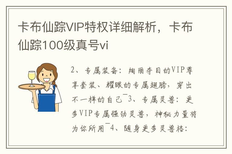 卡布仙踪VIP特权详细解析，卡布仙踪100级真号vi