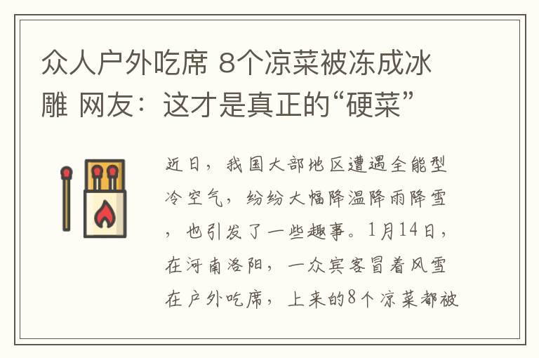 众人户外吃席 8个凉菜被冻成冰雕 网友：这才是真正的“硬菜”