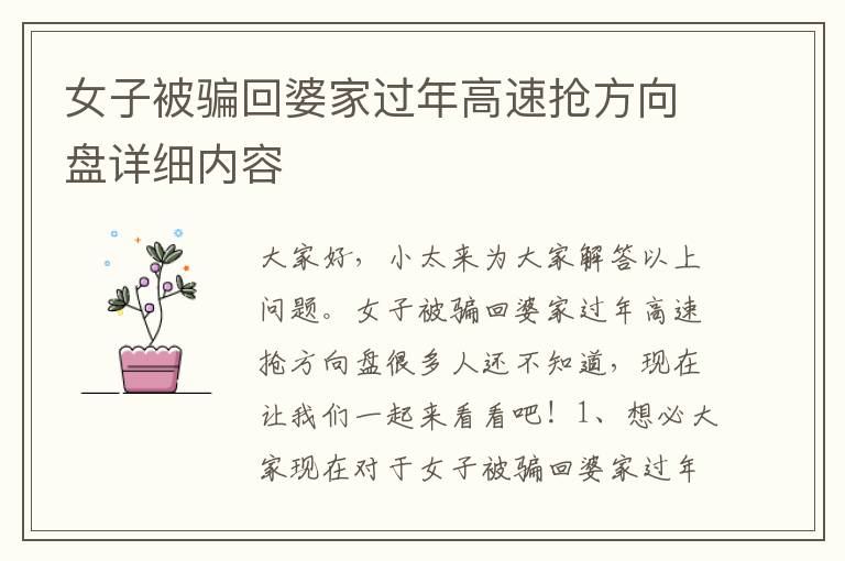 女子被骗回婆家过年高速抢方向盘详细内容