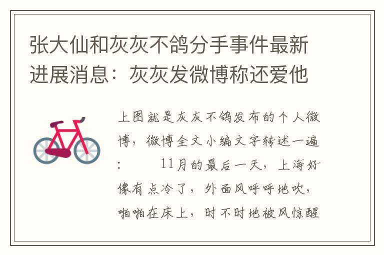 张大仙和灰灰不鸽分手事件最新进展消息：灰灰发微博称还爱他<san，