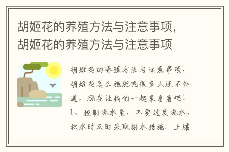 胡姬花的养殖方法与注意事项，胡姬花的养殖方法与注意事项