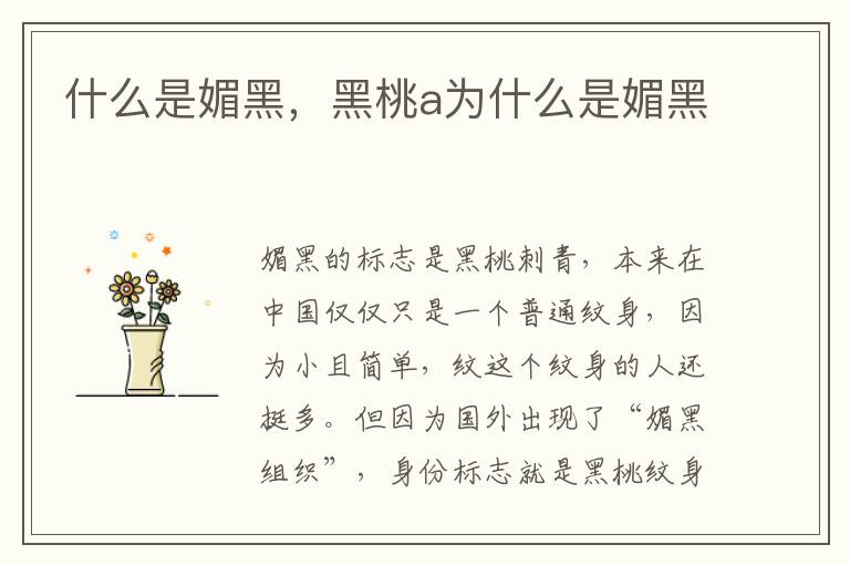 什么是媚黑，黑桃a为什么是媚黑