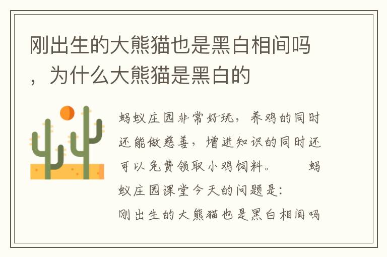 刚出生的大熊猫也是黑白相间吗，为什么大熊猫是黑白的