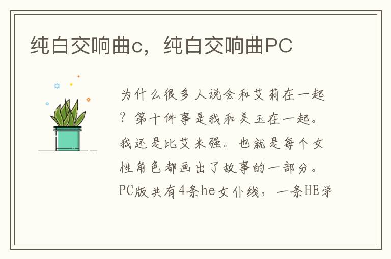 纯白交响曲c，纯白交响曲PC