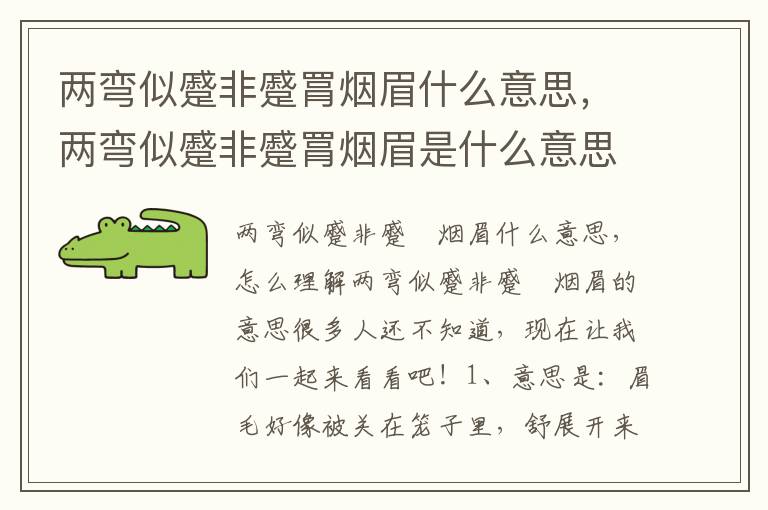 两弯似蹙非蹙罥烟眉什么意思，两弯似蹙非蹙罥烟眉是什么意思