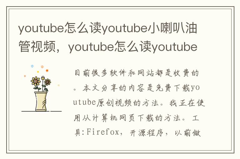 youtube怎么读youtube小喇叭油管视频，youtube怎么读youtube小喇叭油管视频