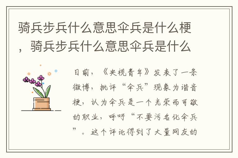 骑兵步兵什么意思伞兵是什么梗，骑兵步兵什么意思伞兵是什么梗