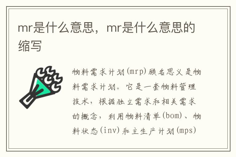 mr是什么意思，mr是什么意思的缩写