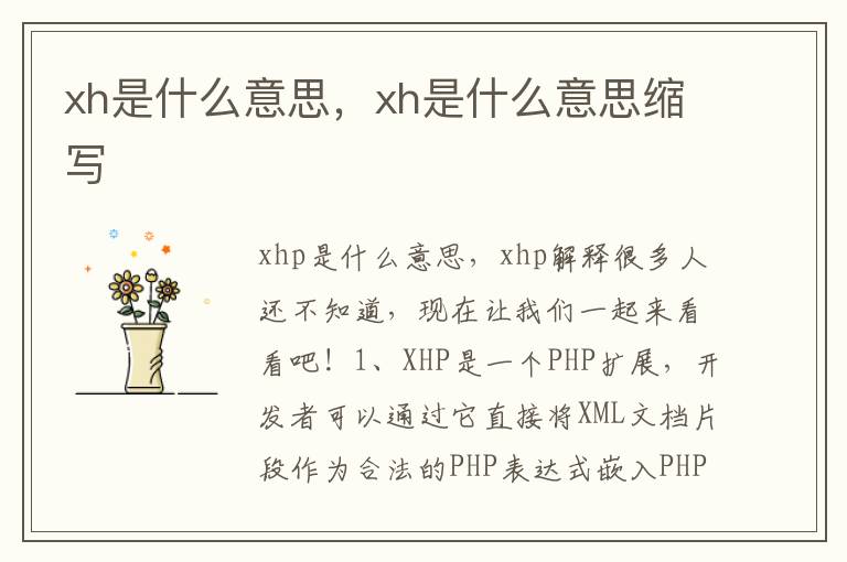 xh是什么意思，xh是什么意思缩写