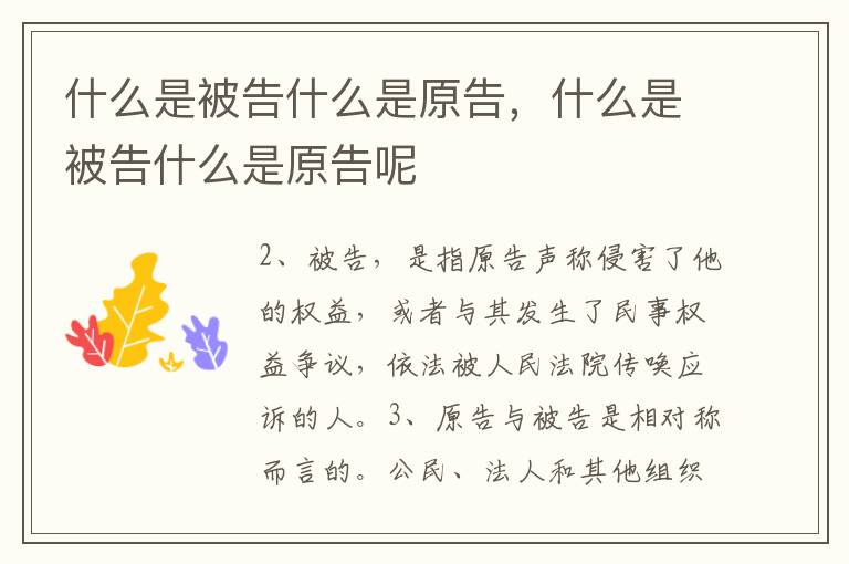 什么是被告什么是原告，什么是被告什么是原告呢