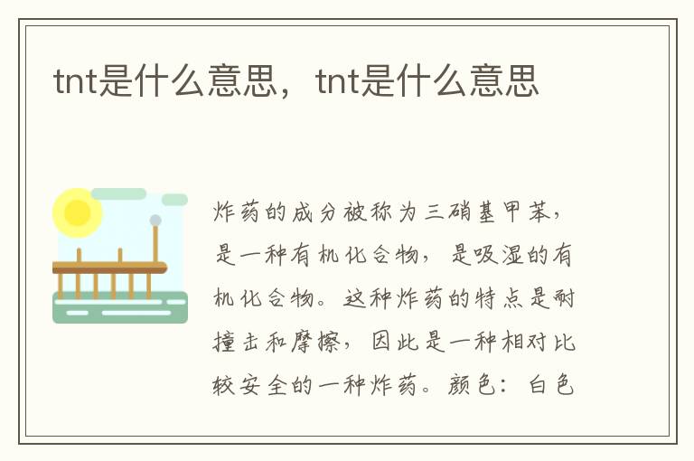 tnt是什么意思，tnt是什么意思