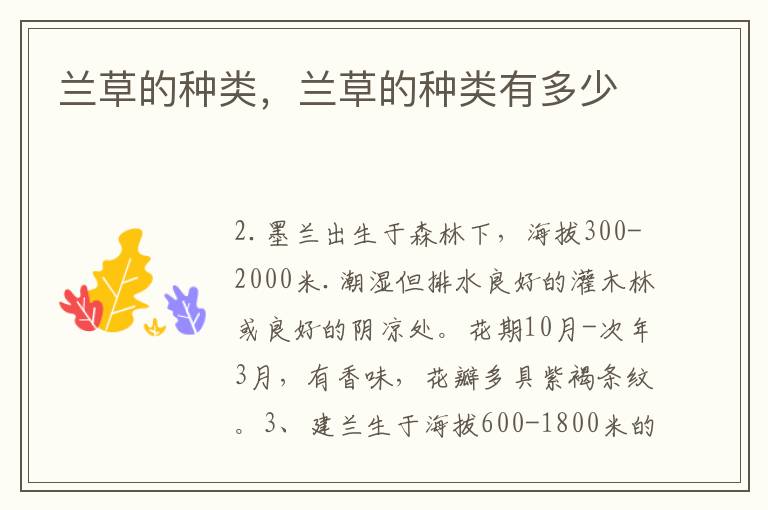 兰草的种类，兰草的种类有多少