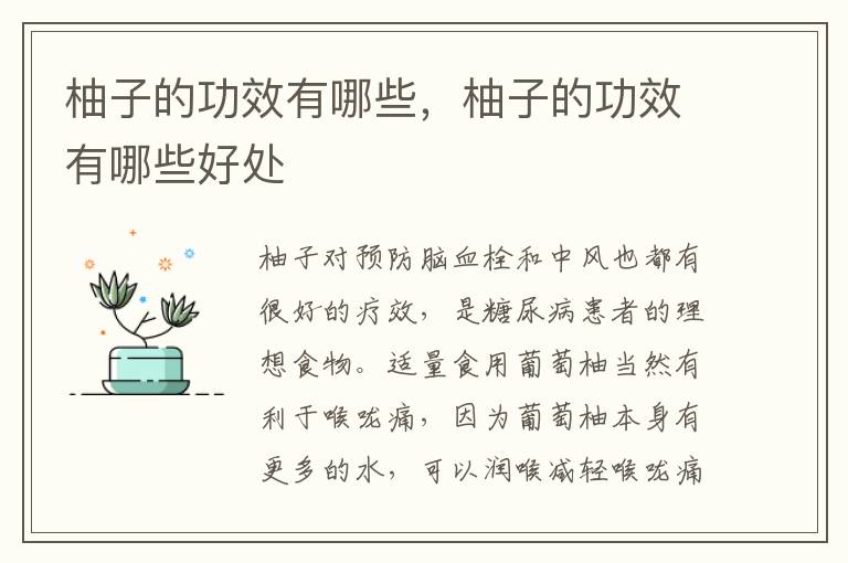 柚子的功效有哪些，柚子的功效有哪些好处