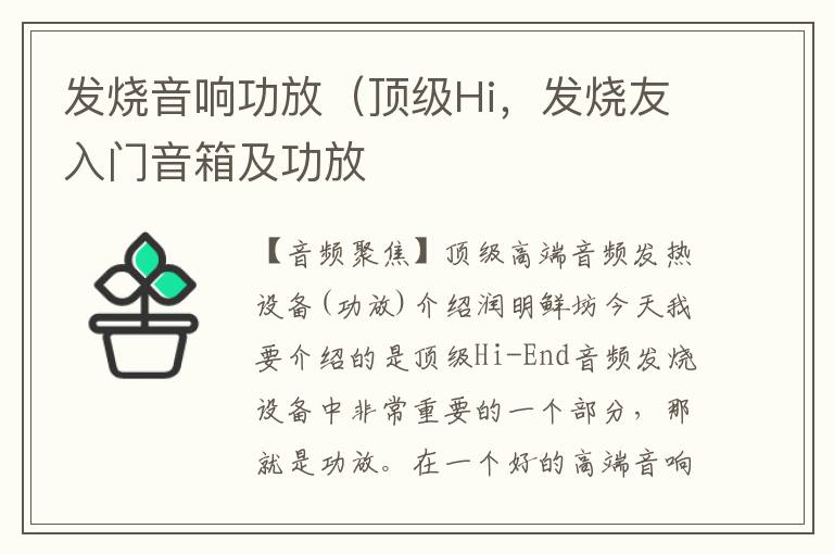 发烧音响功放（顶级Hi，发烧友入门音箱及功放