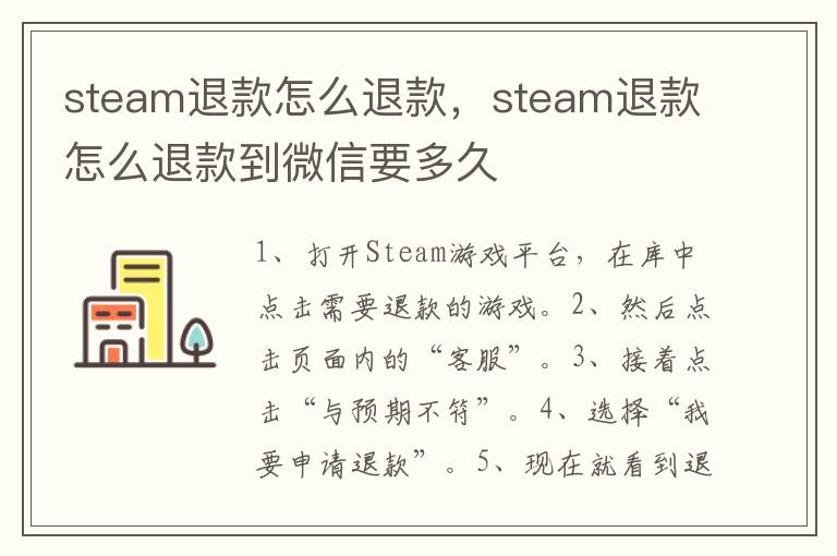steam退款怎么退款，steam退款怎么退款到微信要多久