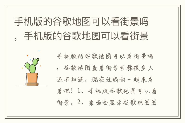手机版的谷歌地图可以看街景吗，手机版的谷歌地图可以看街景吗