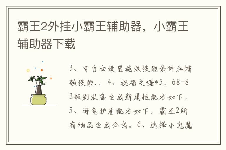 霸王2外挂小霸王辅助器，小霸王辅助器下载