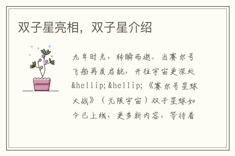 双子星亮相，双子星介绍