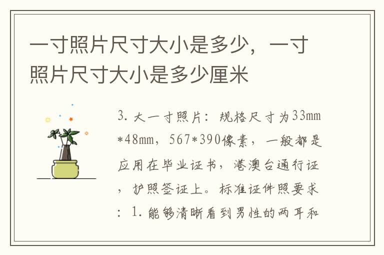 一寸照片尺寸大小是多少，一寸照片尺寸大小是多少厘米